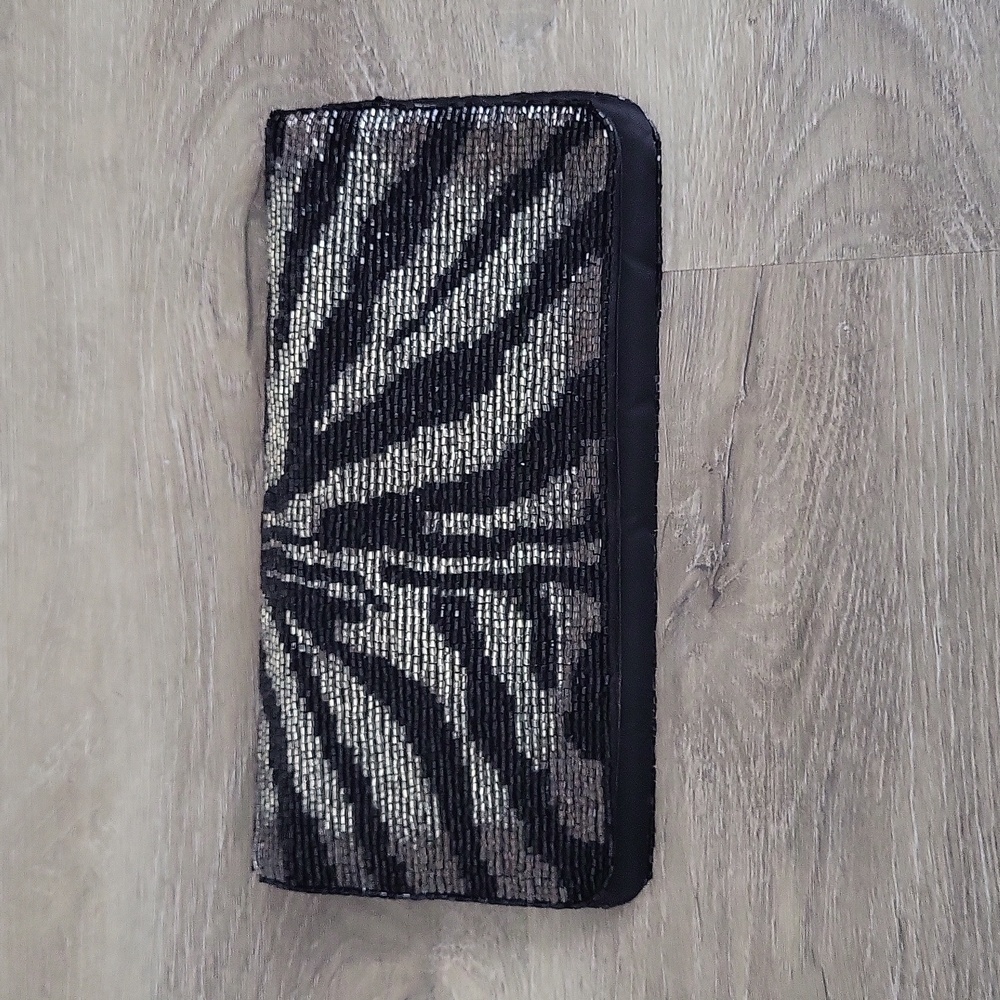 Neiman Marcus Vintage Beaded Zebra Pattern Clutch